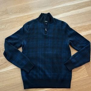 Men’s Bonobos quarter-zip pullover sweater, blue/black, size M